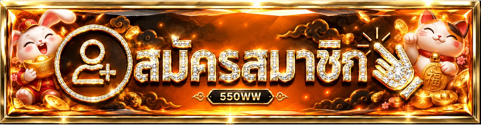 แบนเนอร์ทางเข้าสมัครสมาชิก 550WW โทนส้มทอง